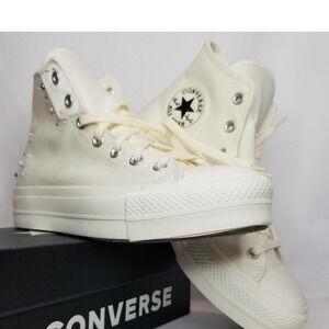 Converse Women's CTAS Lift Pearl & Studs Hi Tops Size 9 A12512C Egret NWT